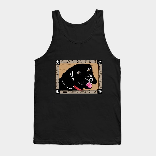 Black Lab with Bones Tank Top by HelenDBVickers